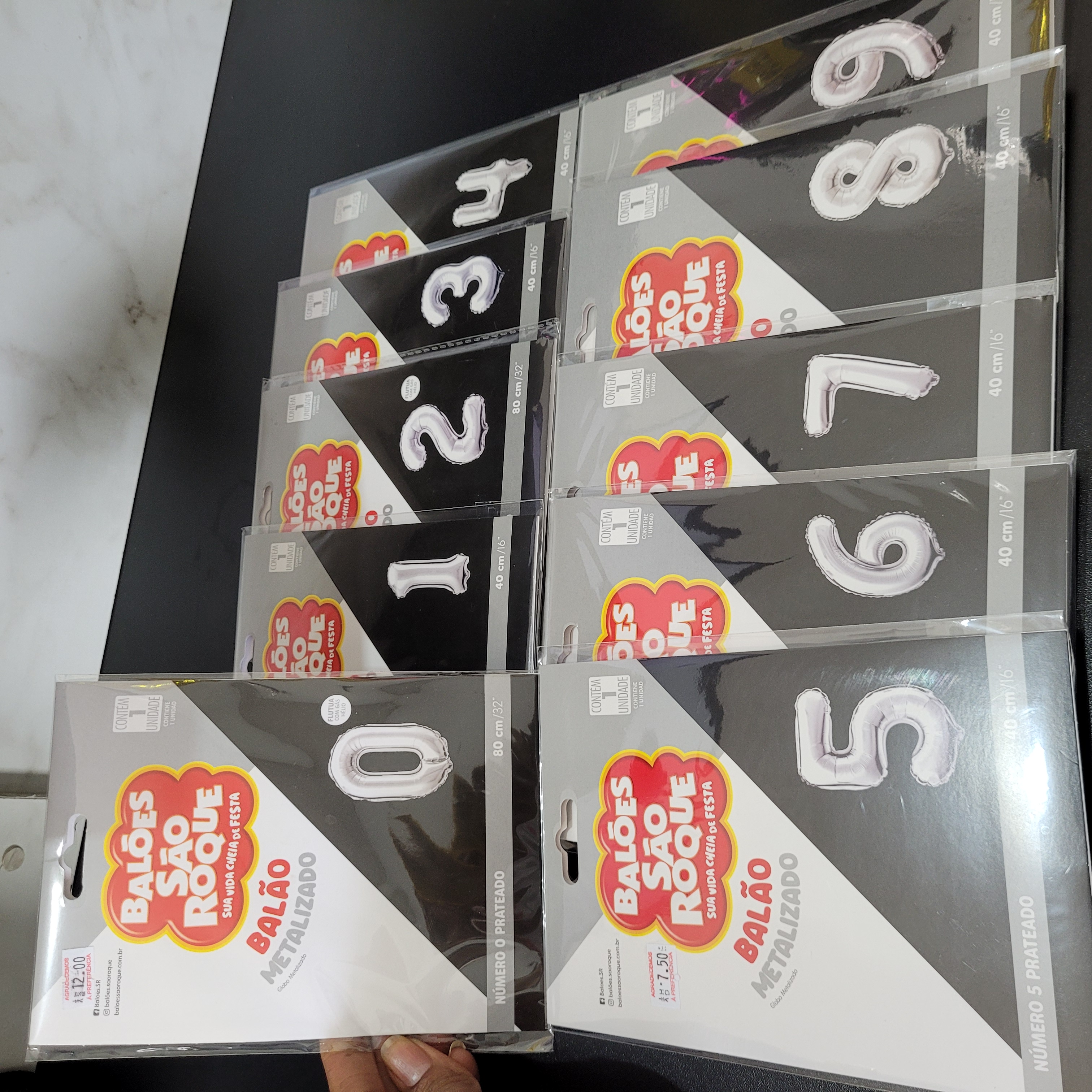 Balão Metalizado de Números Prateado