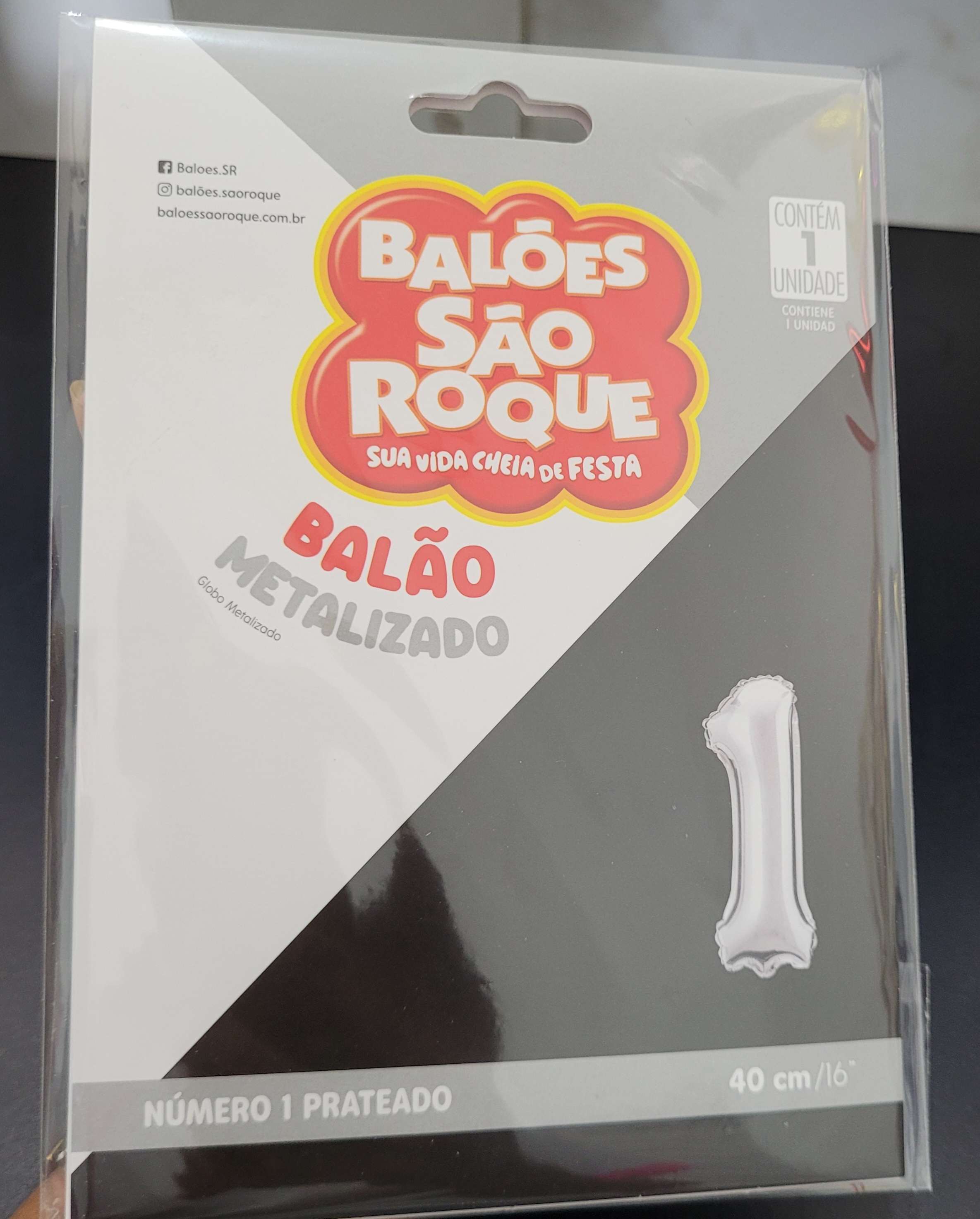 Balão Metalizado de Números Prateado