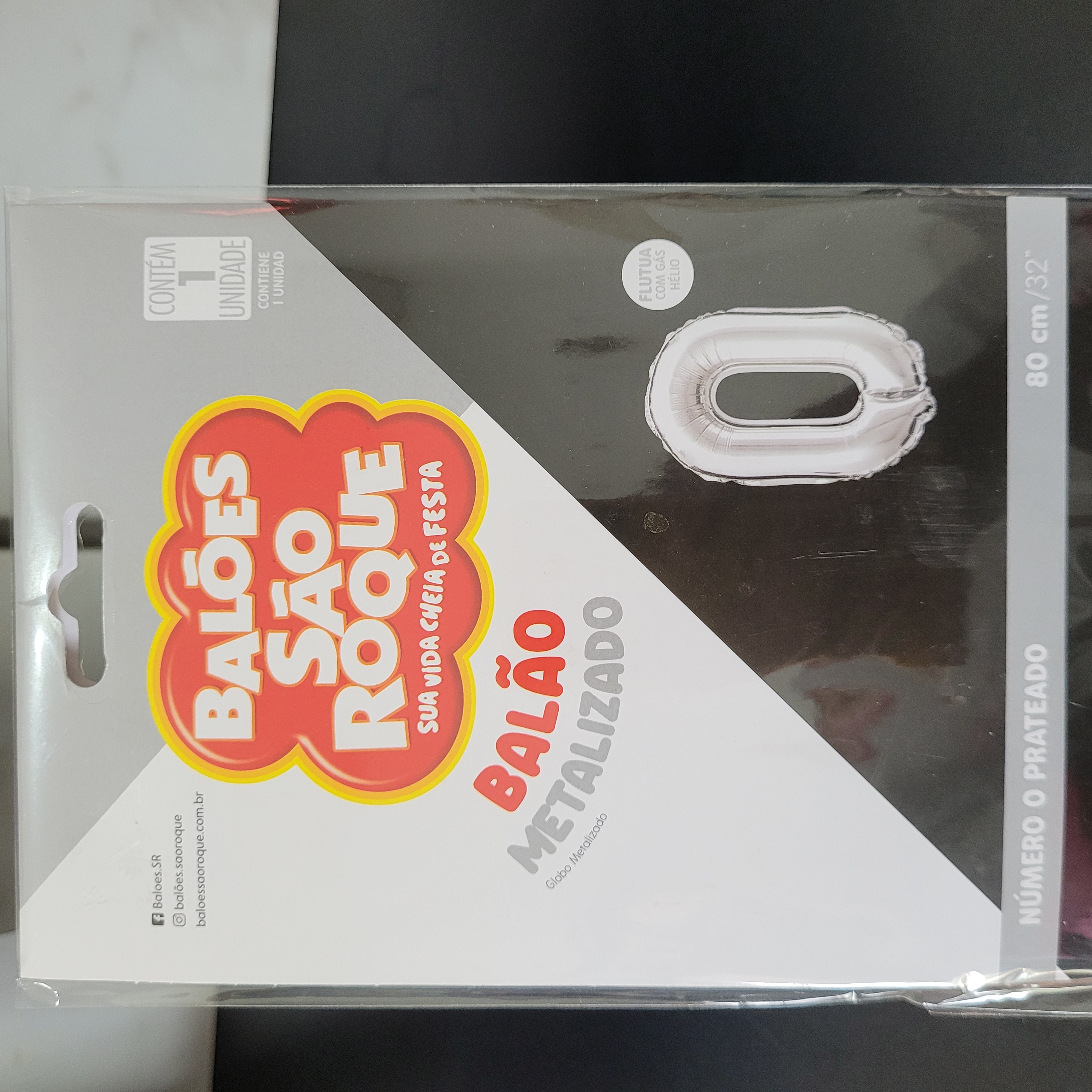 Balão Metalizado de Números Prateado