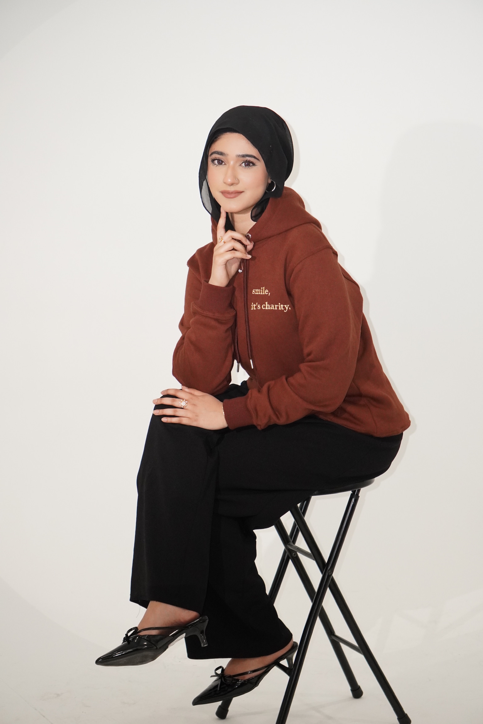 Embroidered "Smile" Hoodie