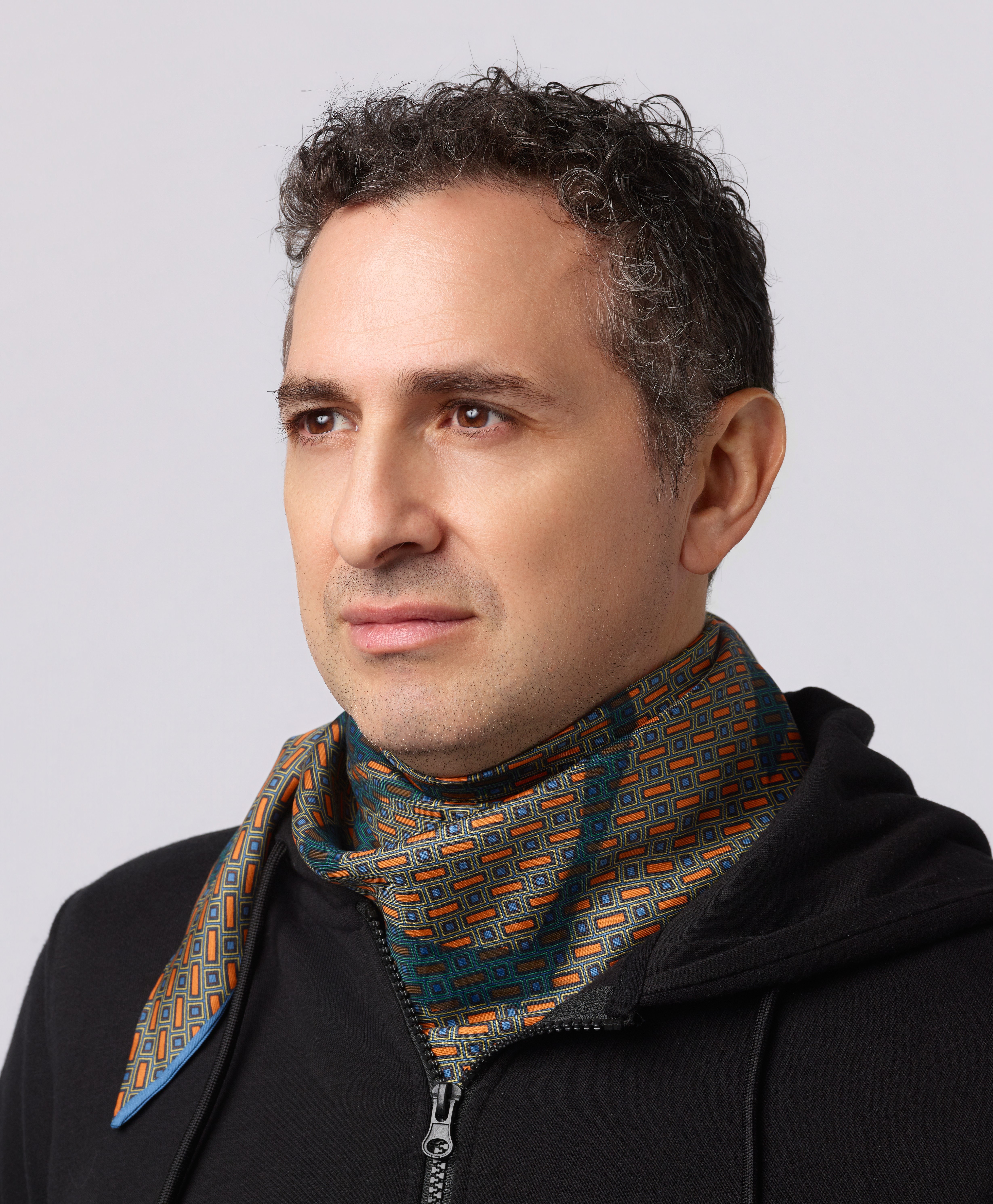 Scarf Orange Rectangles Punk