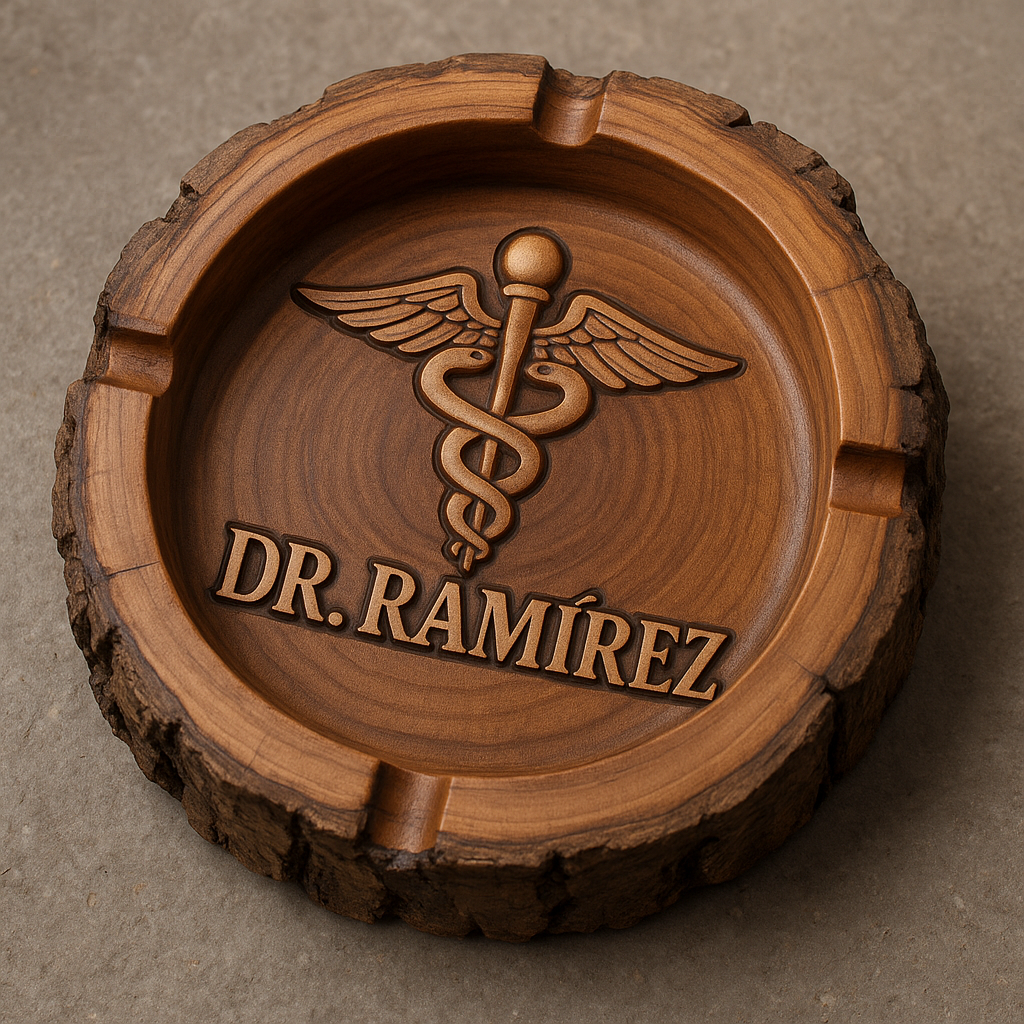 Cenicero de madera personalizado