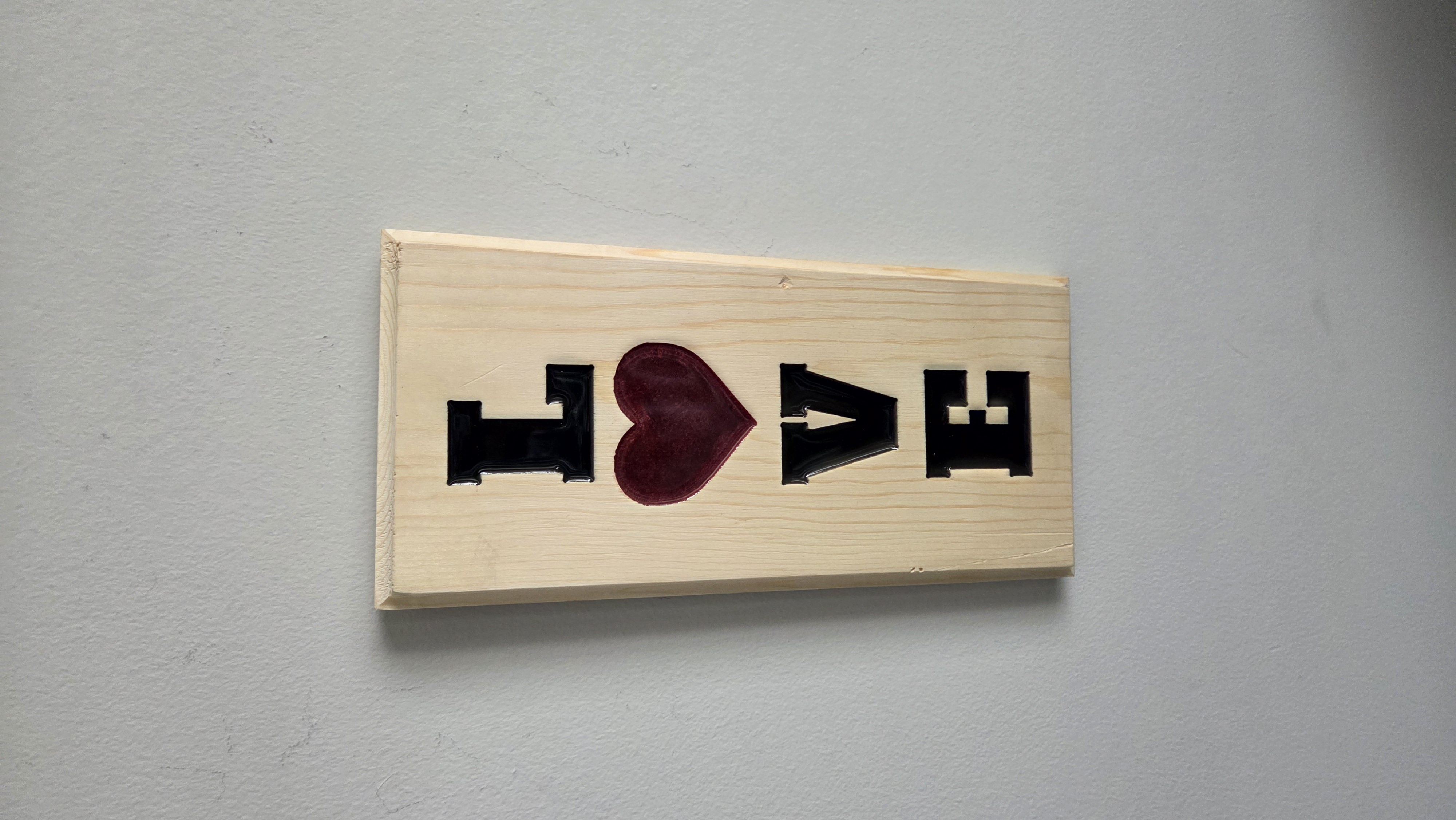 LOVE Raw Pine W/Epoxy Fill Wall Sign