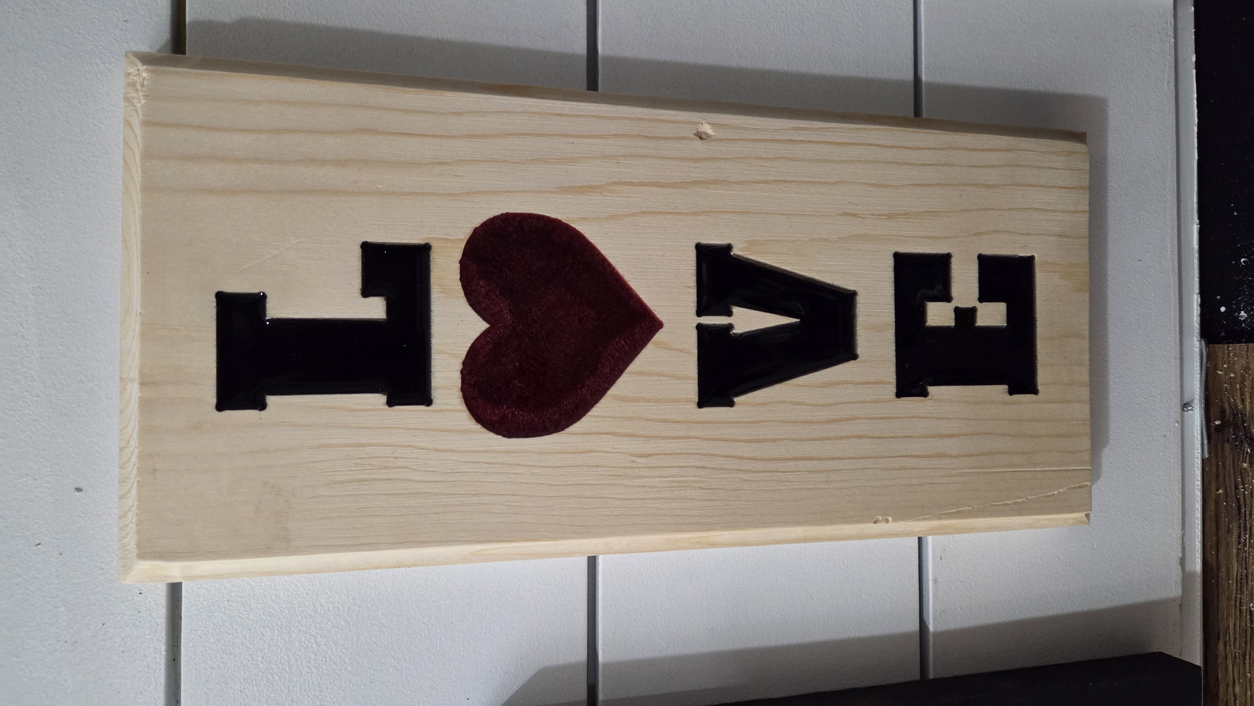 LOVE Raw Pine W/Epoxy Fill Wall Sign