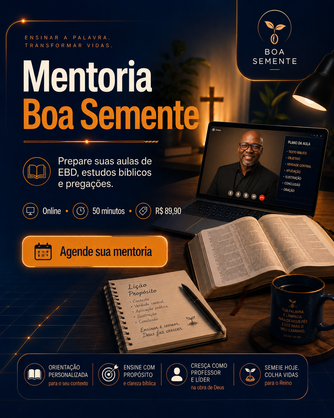 Mentoria Boa Semente para Professores de EBD, Estudo Bíblico e pregações