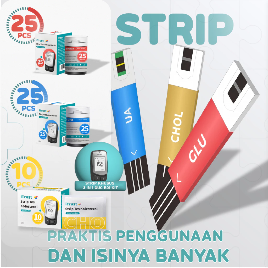 iTrust GUC-B01 Kit Alat Cek 3in1 Gula Darah, Asam Urat & Kolesterol