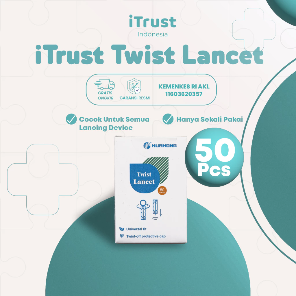 iTrust Twist Lancet – Isi 50 pcs | Jarum Pengambil Sampel Darah Steril