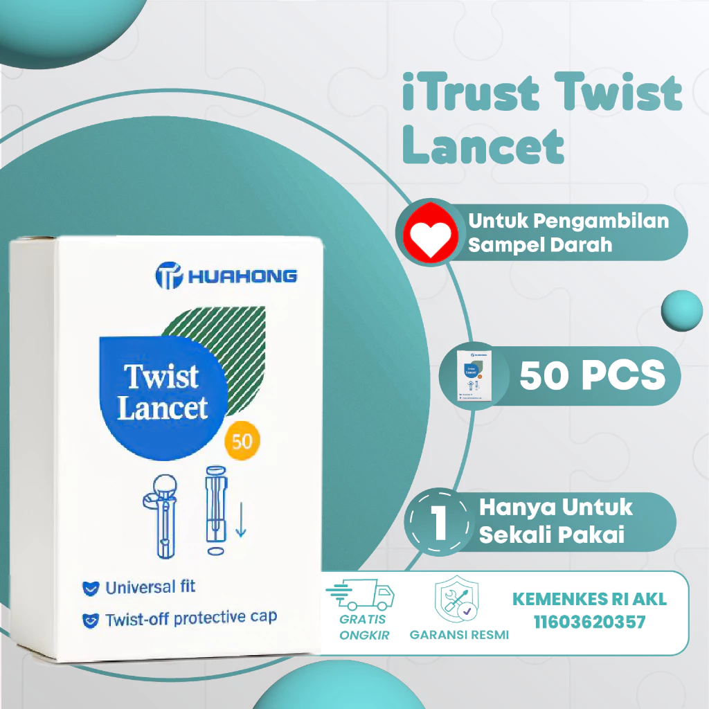 iTrust Twist Lancet – Isi 50 pcs | Jarum Pengambil Sampel Darah Steril