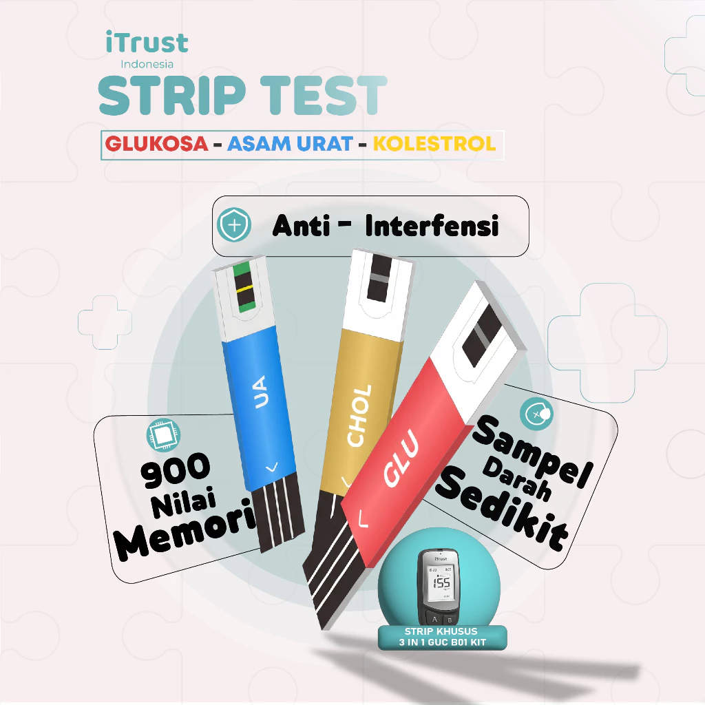 iTrust GUC-B01 Kit Alat Cek 3in1 Gula Darah, Asam Urat & Kolesterol