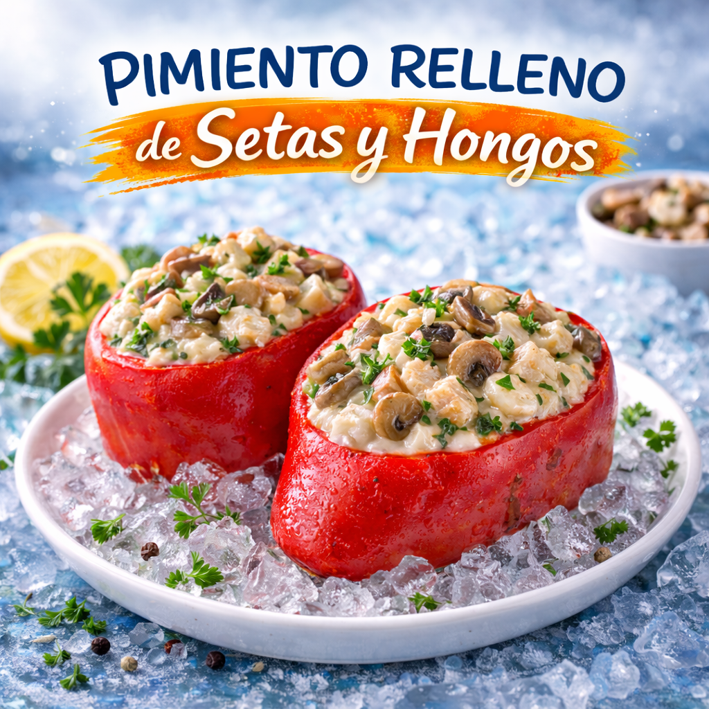 Pimiento relleno de setas y hongos