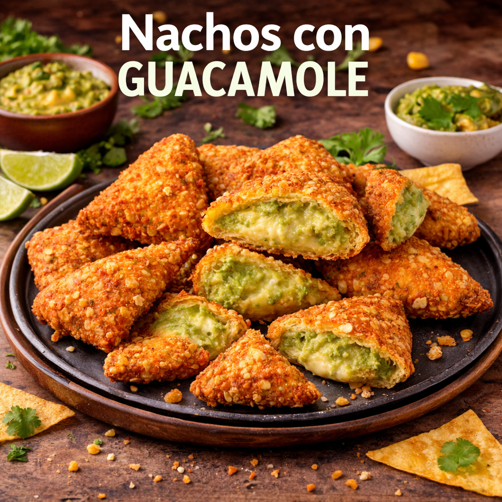 Nachos rellenos de guacamole