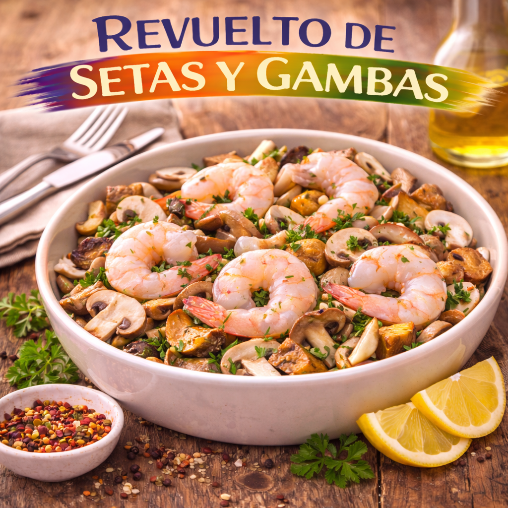 Revuelto de Setas y Gambas