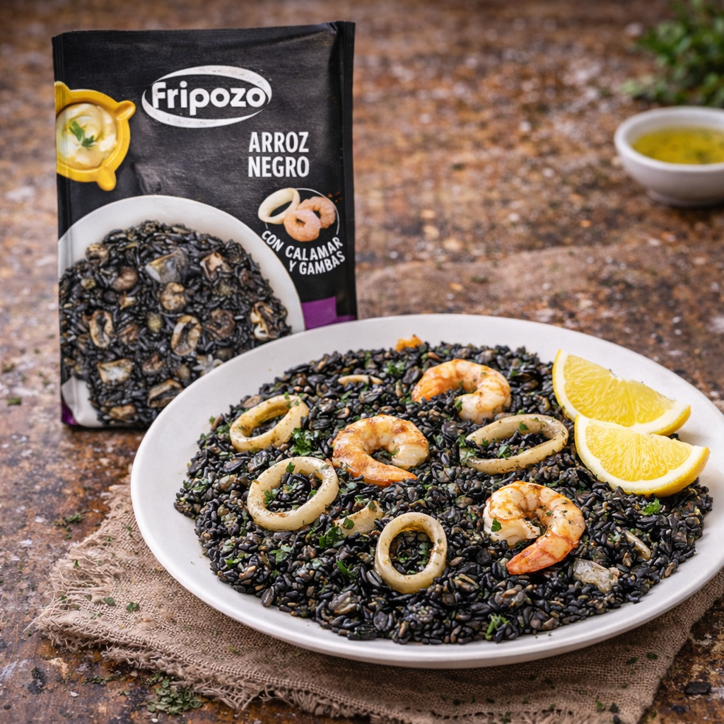 Arroz Negro con Calamares y Gambas