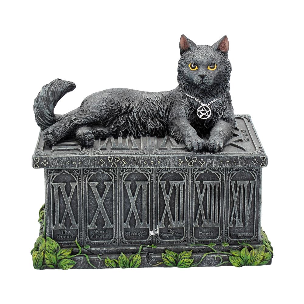 Black Cat Tarot Box Fortune's Watcher   17cm Nemesis Now