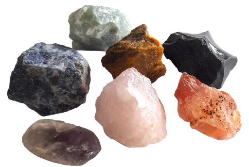 Crystals with Velvet Bag Perfect  Unique Gift Natural Raw 7 Different Pieces