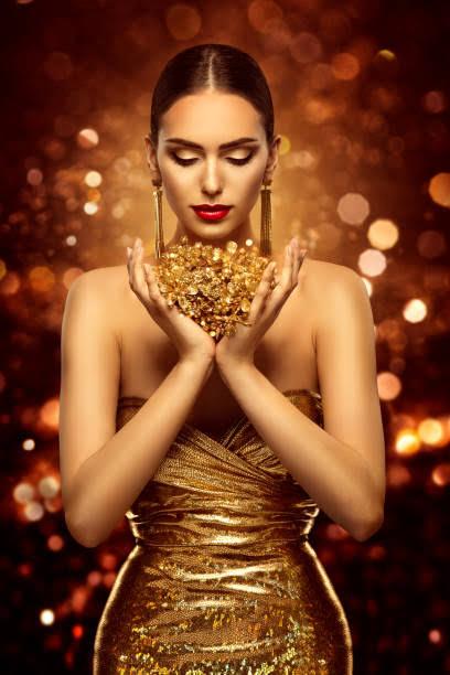 Golden Glam Evening Dress
