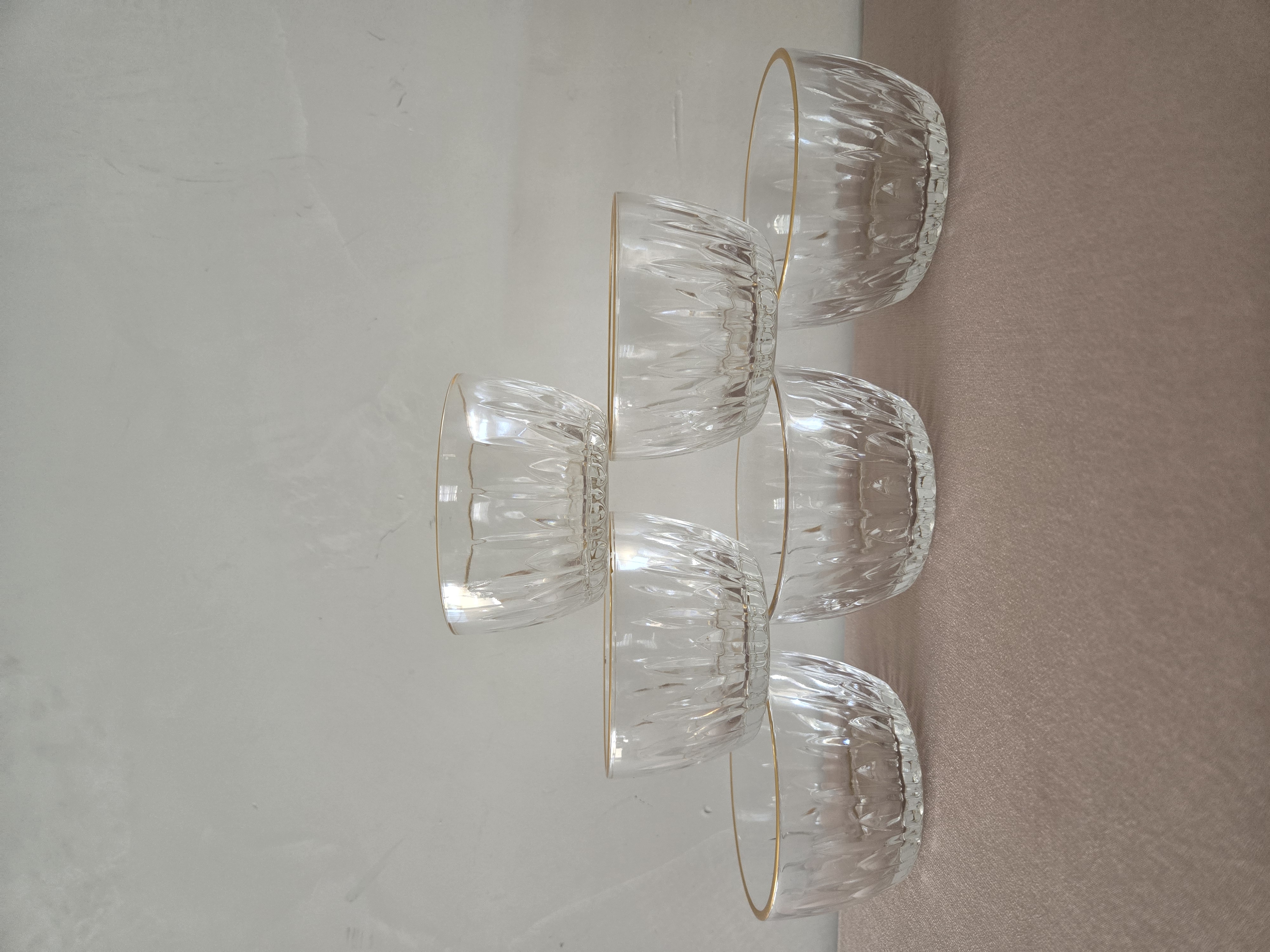 Lot de 6 coupelles verre facetté et liseré doré
