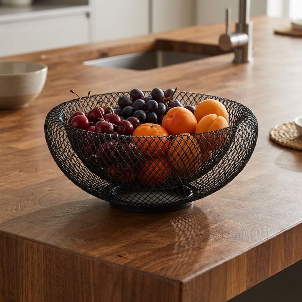 Corbeille à fruits design en métal noir