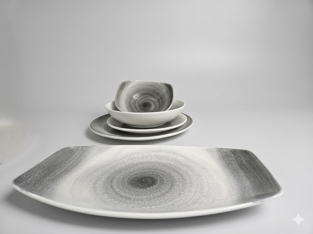 Service d’assiettes design effet spiralé