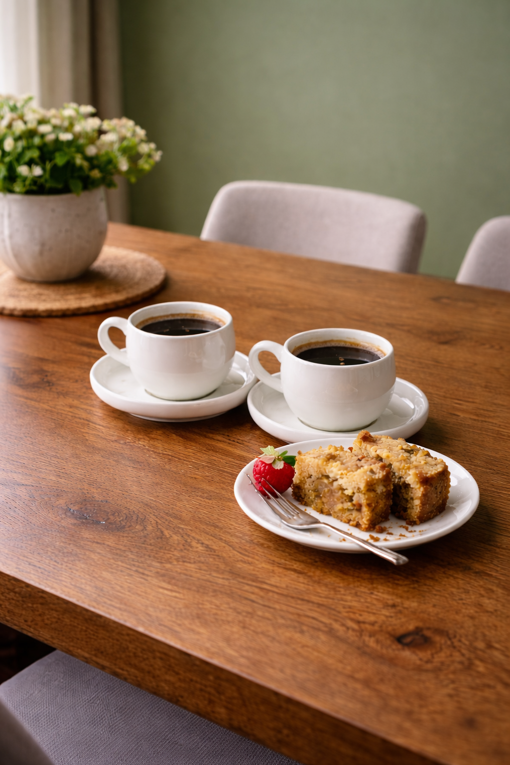 Duo de petites tasses à espresso blanches avec sous-tasses