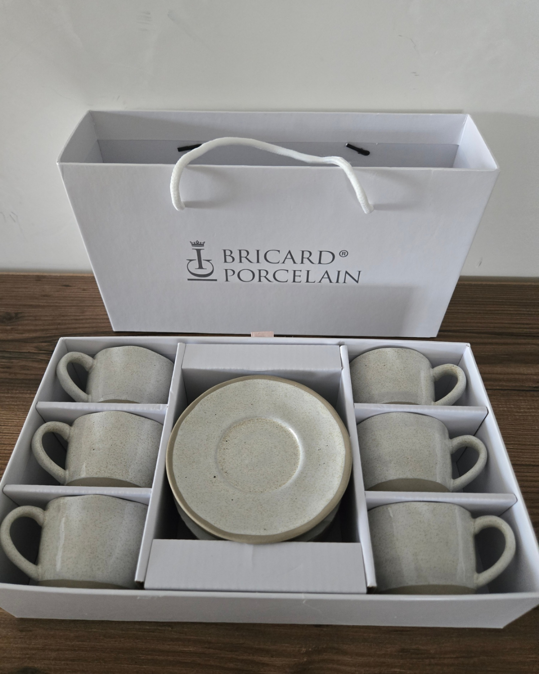 Coffret 6 grandes tasses à café Bricard effet grès gris