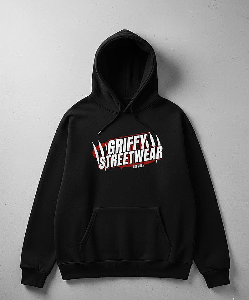 Hoodie Streetwear Noir GRIFFY – Street Power Edition
