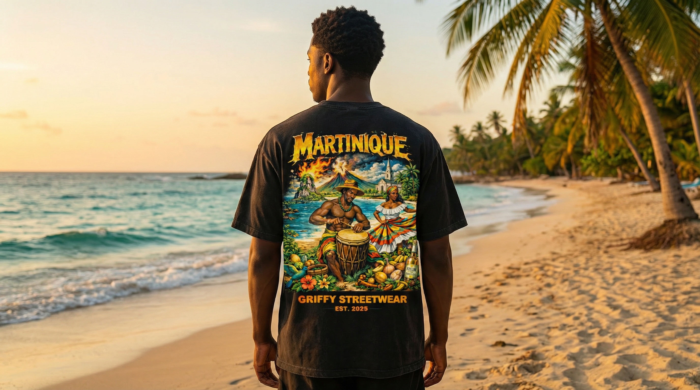 T-shirt Martinique Griffy Streetwear  Homme & Femme | Design Culturel  – Édition 2025