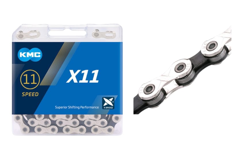 CADENA 11 VEL 1/2×11/128 118L X11 NEGRA/PLATA KMC