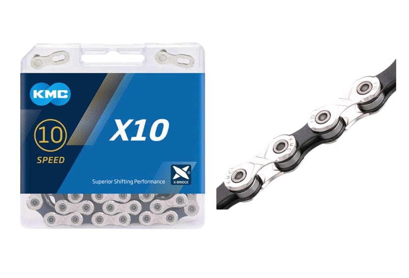 CADENA 10 VEL 1/2X11/128 114L X10 NEGRA/PLATA KMC