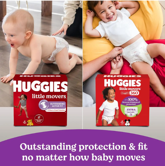 Huggies Little Movers HuggFit 360 Pull On Diapers - Size 7 - 70ct