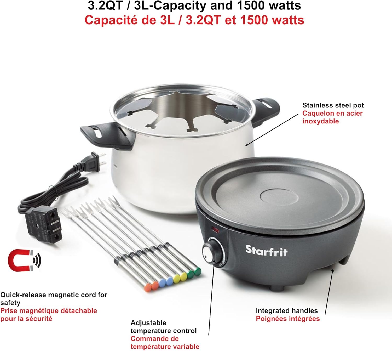 Starfrit 024700-002-0000 3.2-Quart Electric Fondue Set