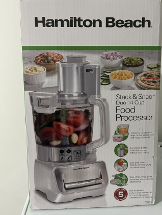 Hamilton Beach Stack and Snap Food Processor with Big Mouth  10 Cup Capacity  Black and Stainless