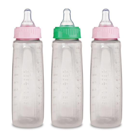 First Essentials by NUK Clear View Bottle, 9 oz., Medium Flow, 3-Pack, 4-Count