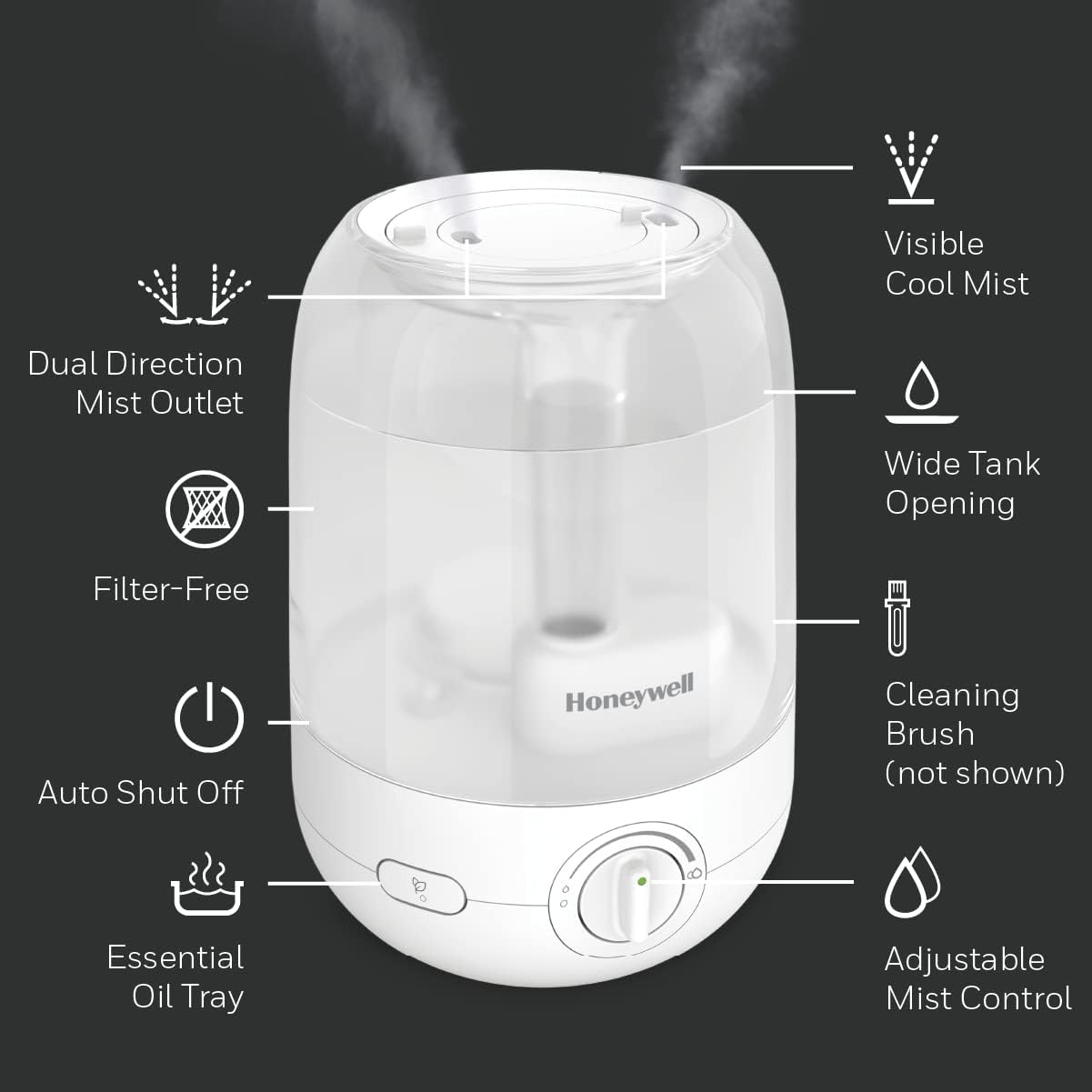 Honeywell Hul545wc Ultra Comfort Cool Mist Humidifier White M