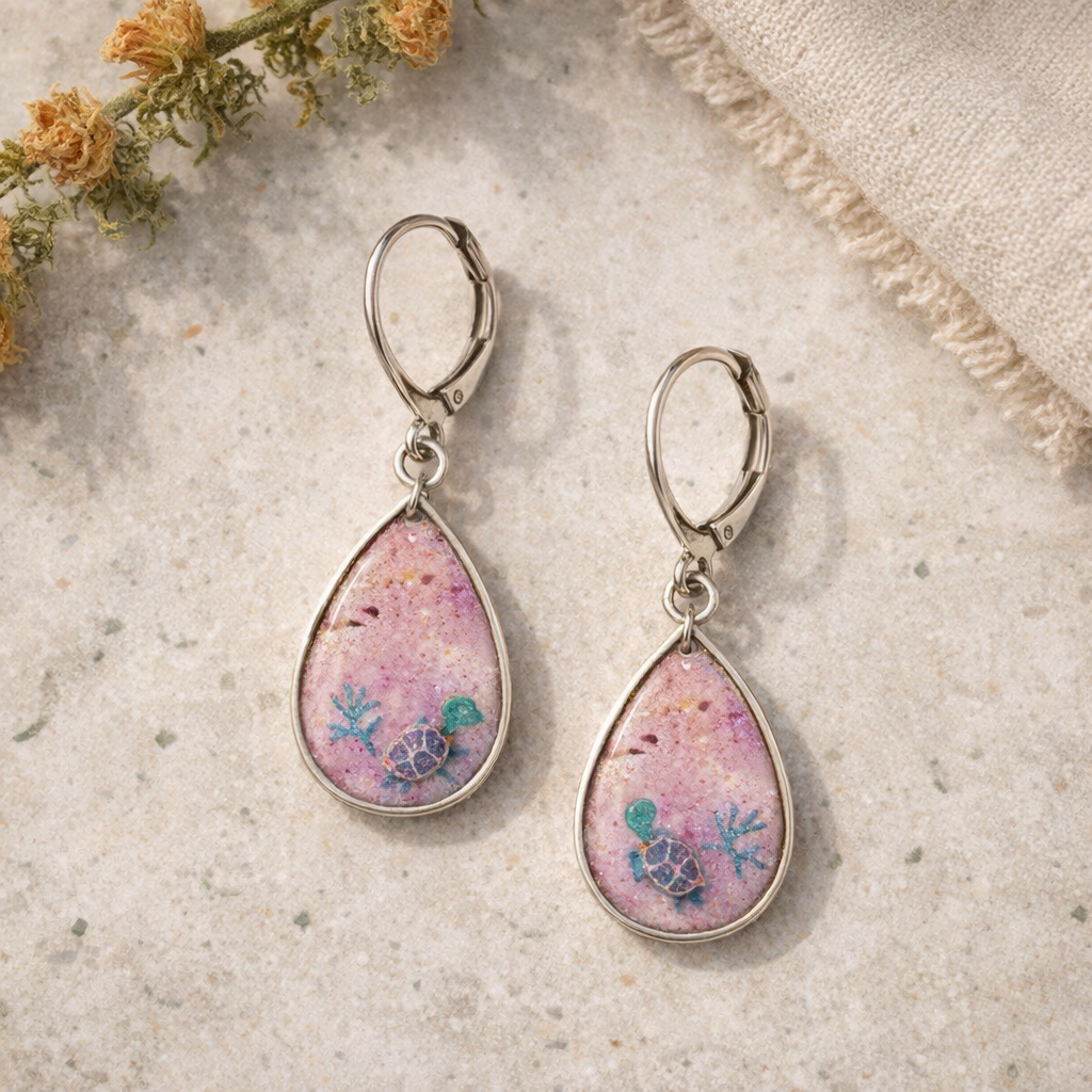 Pendientes lágrima tortuga