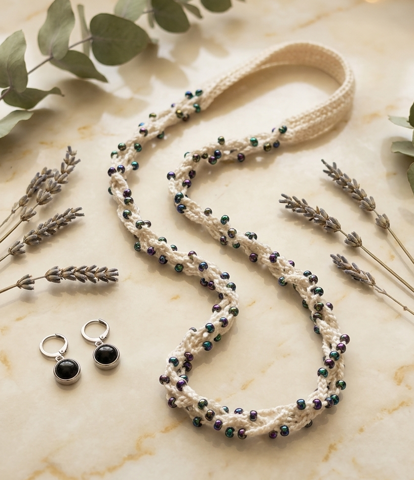 Collar de macramé con cuentas