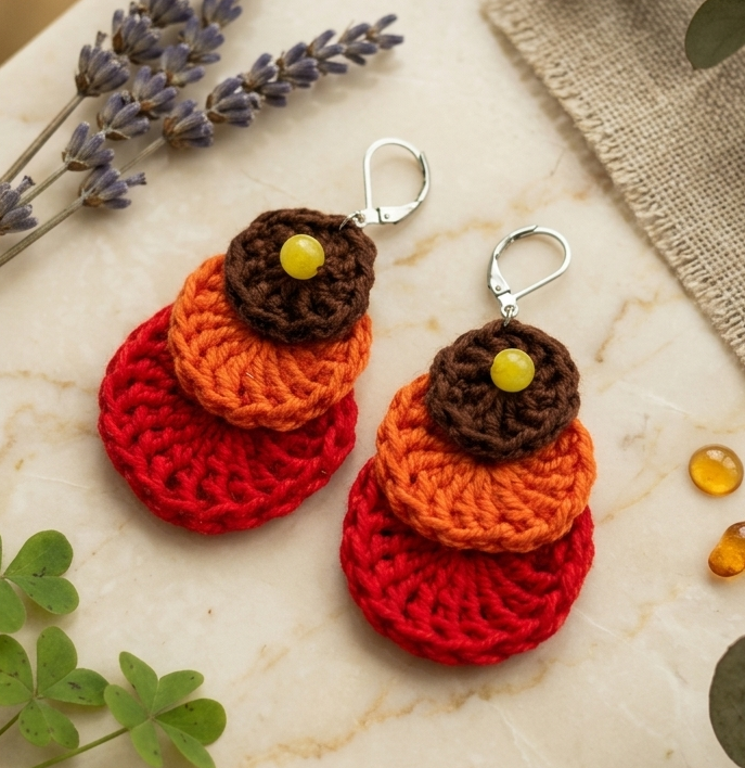 Pendientes de crochet multicolor