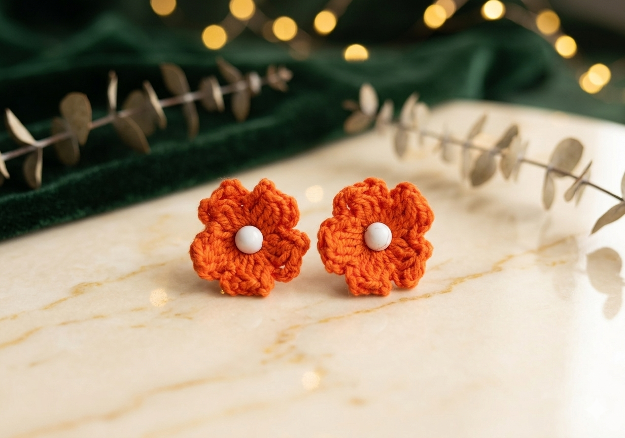 Pendientes Flor Tejida