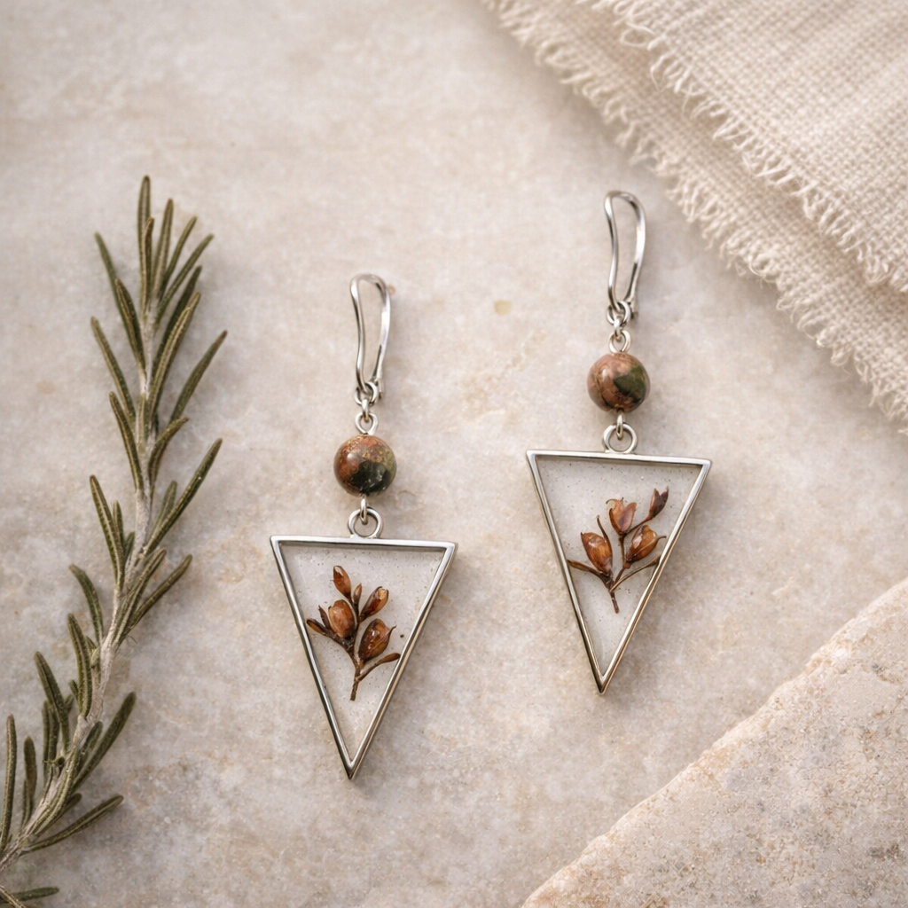 Pendientes triangulares de resina