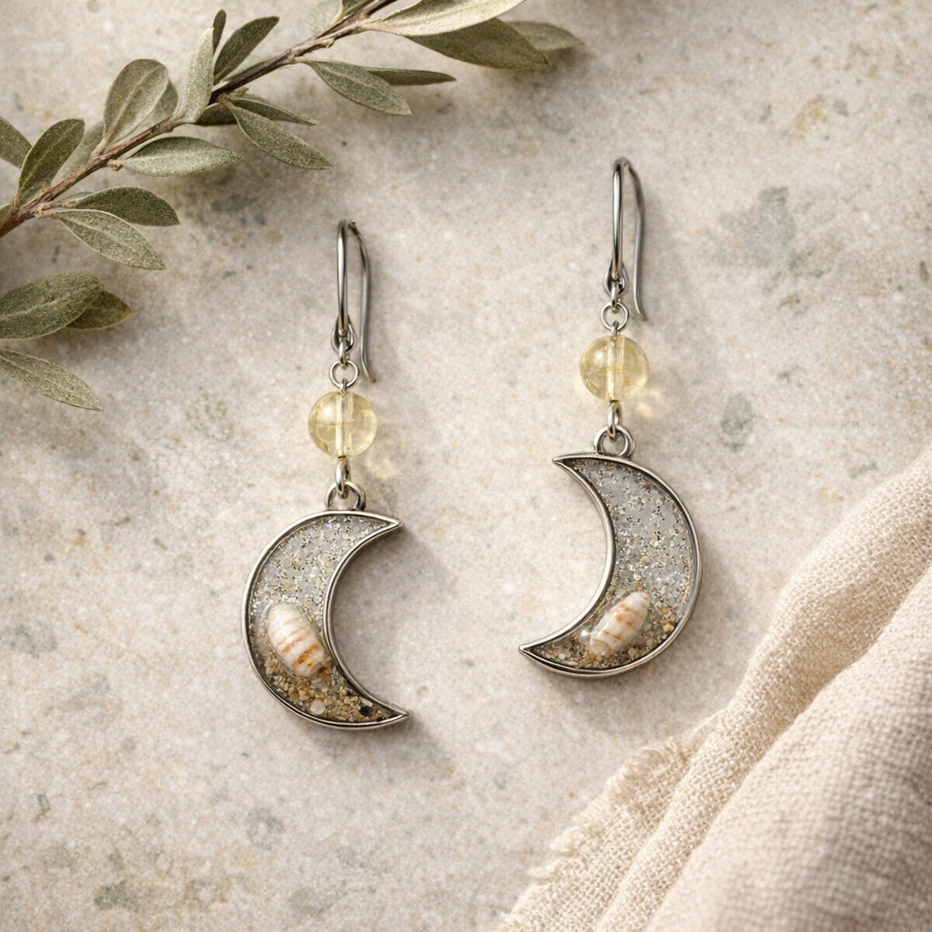 Pendientes Luna con Concha