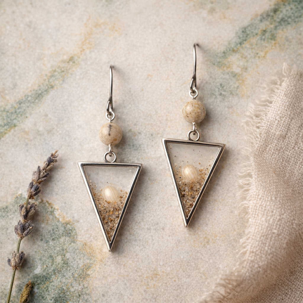 Pendientes triangulares con resina