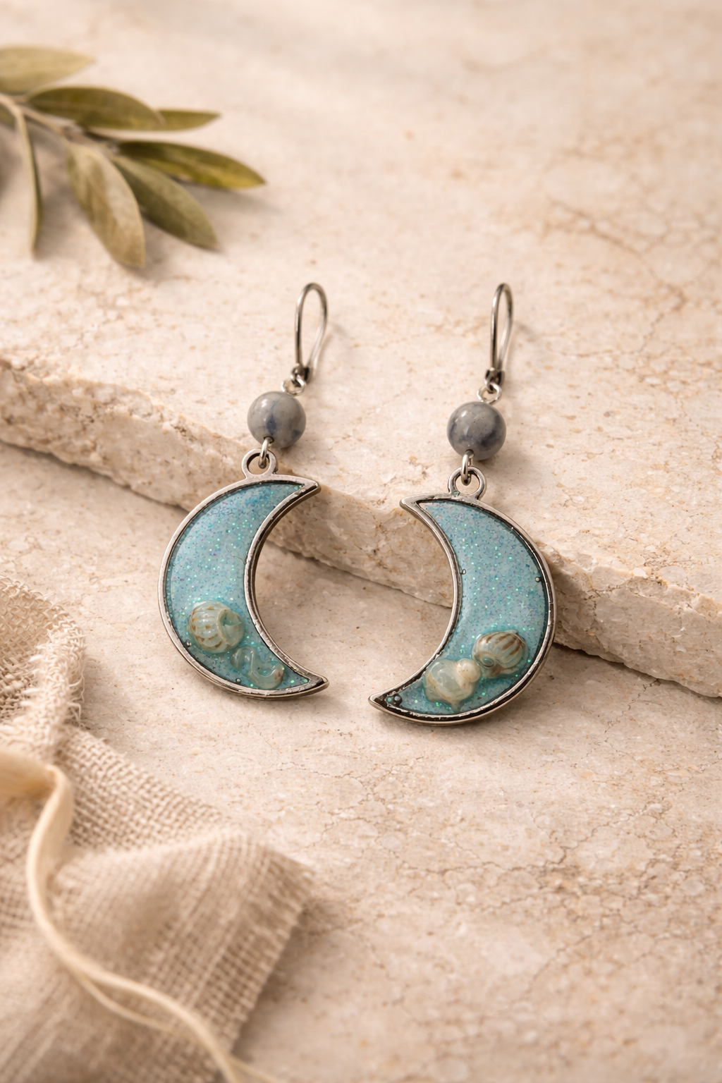 Pendientes Luna Azul