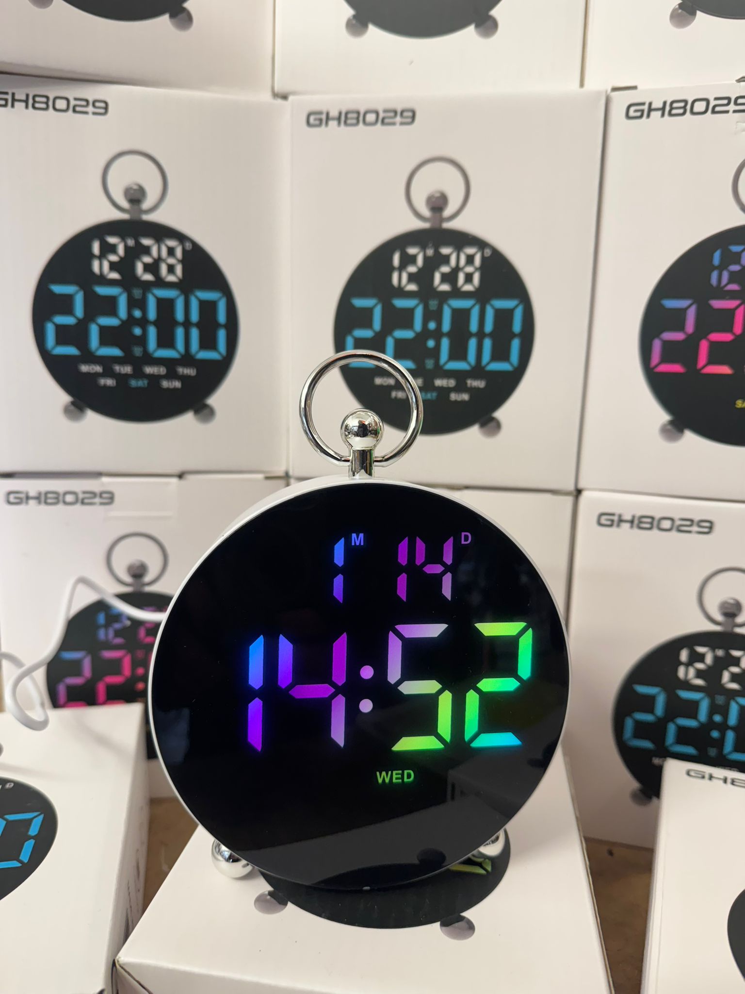 Electronic Round Desk Clock with Calendar and Thermometer