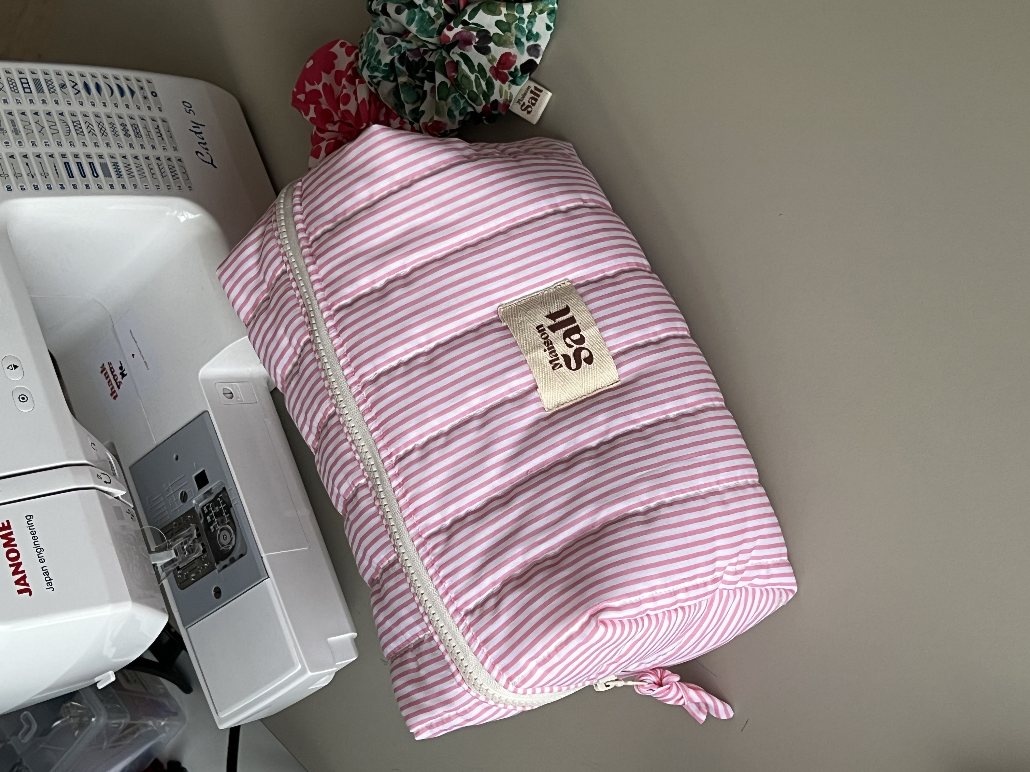 Trousse large Rose Rayée