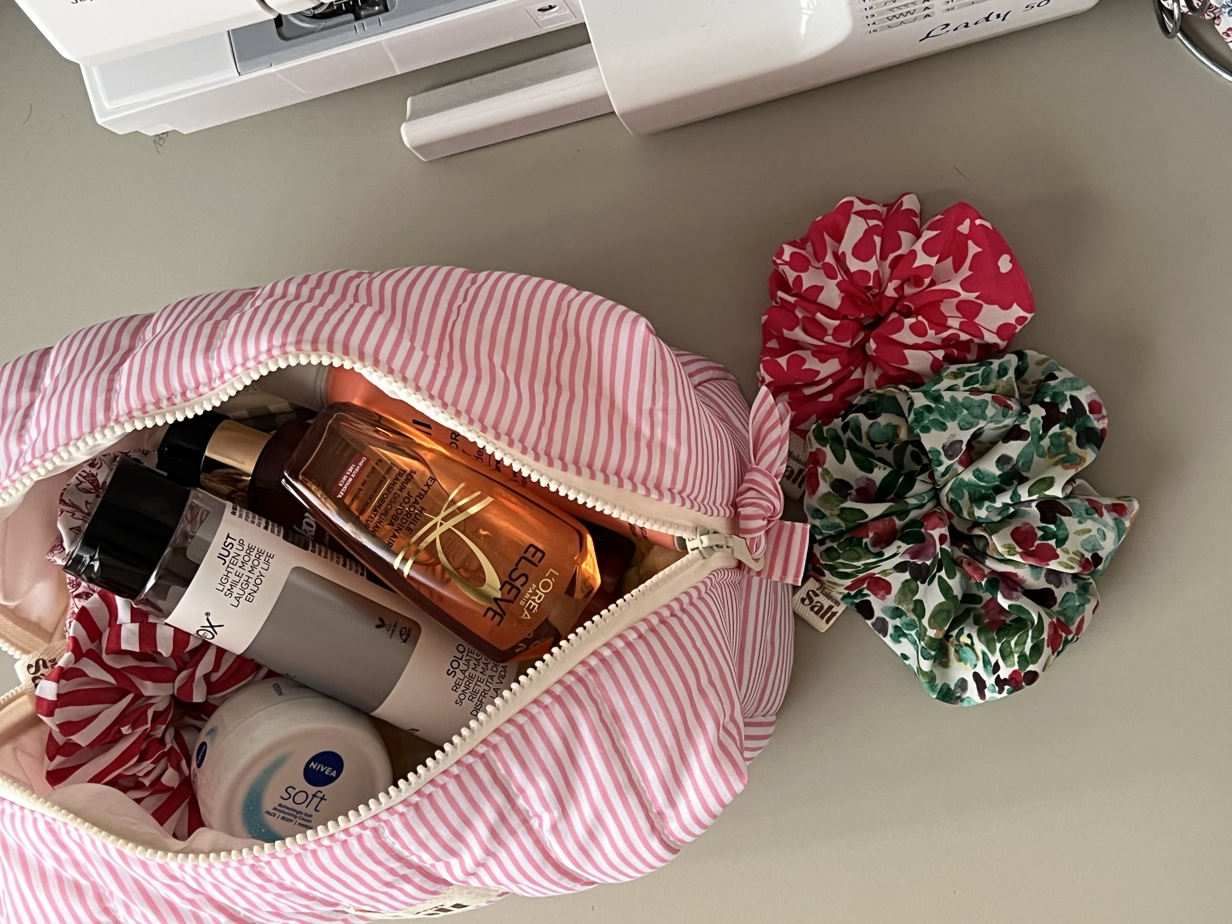 Trousse large Rose Rayée
