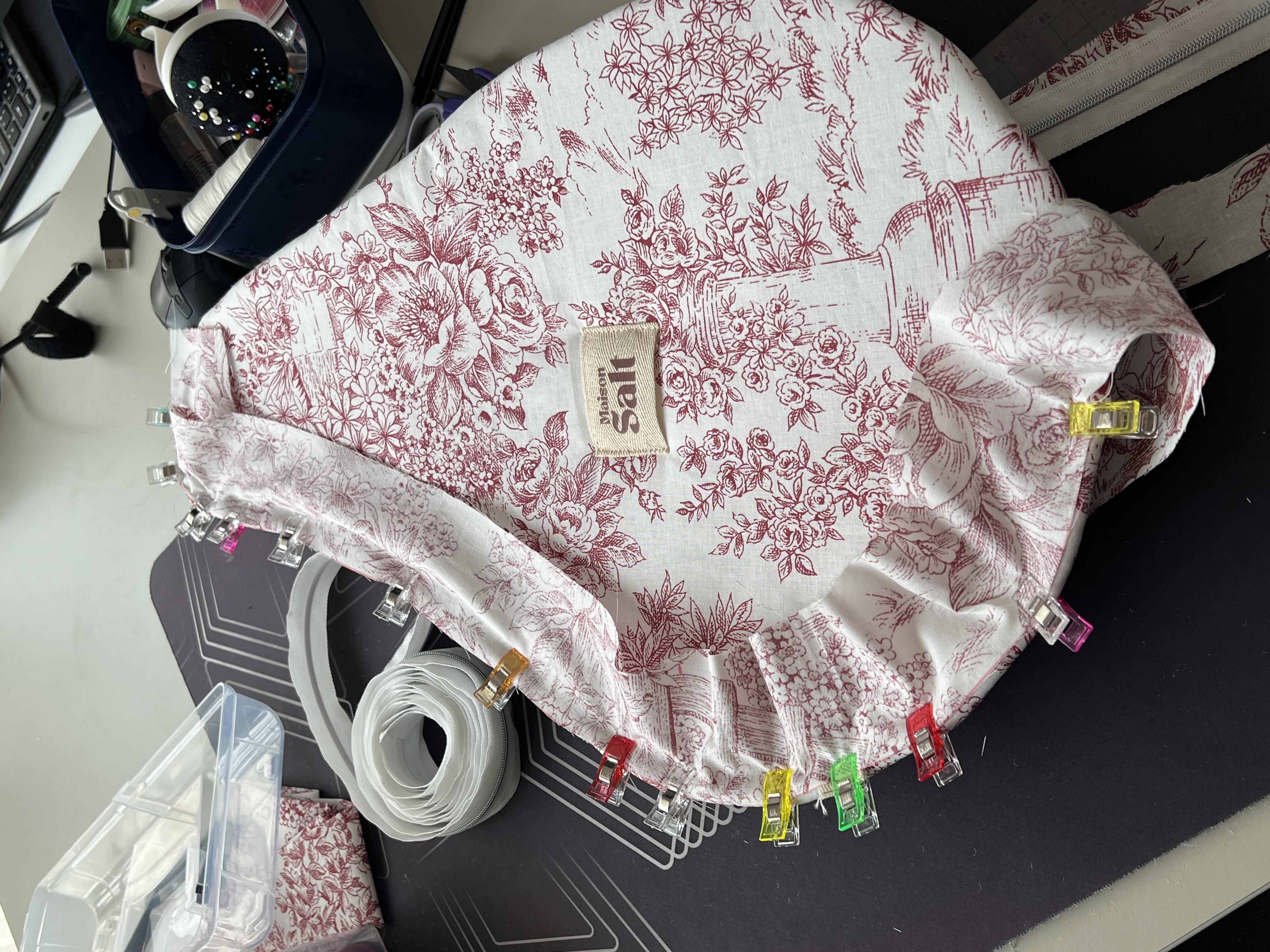 Sac de raquette Padel [Fleurs bordeaux]