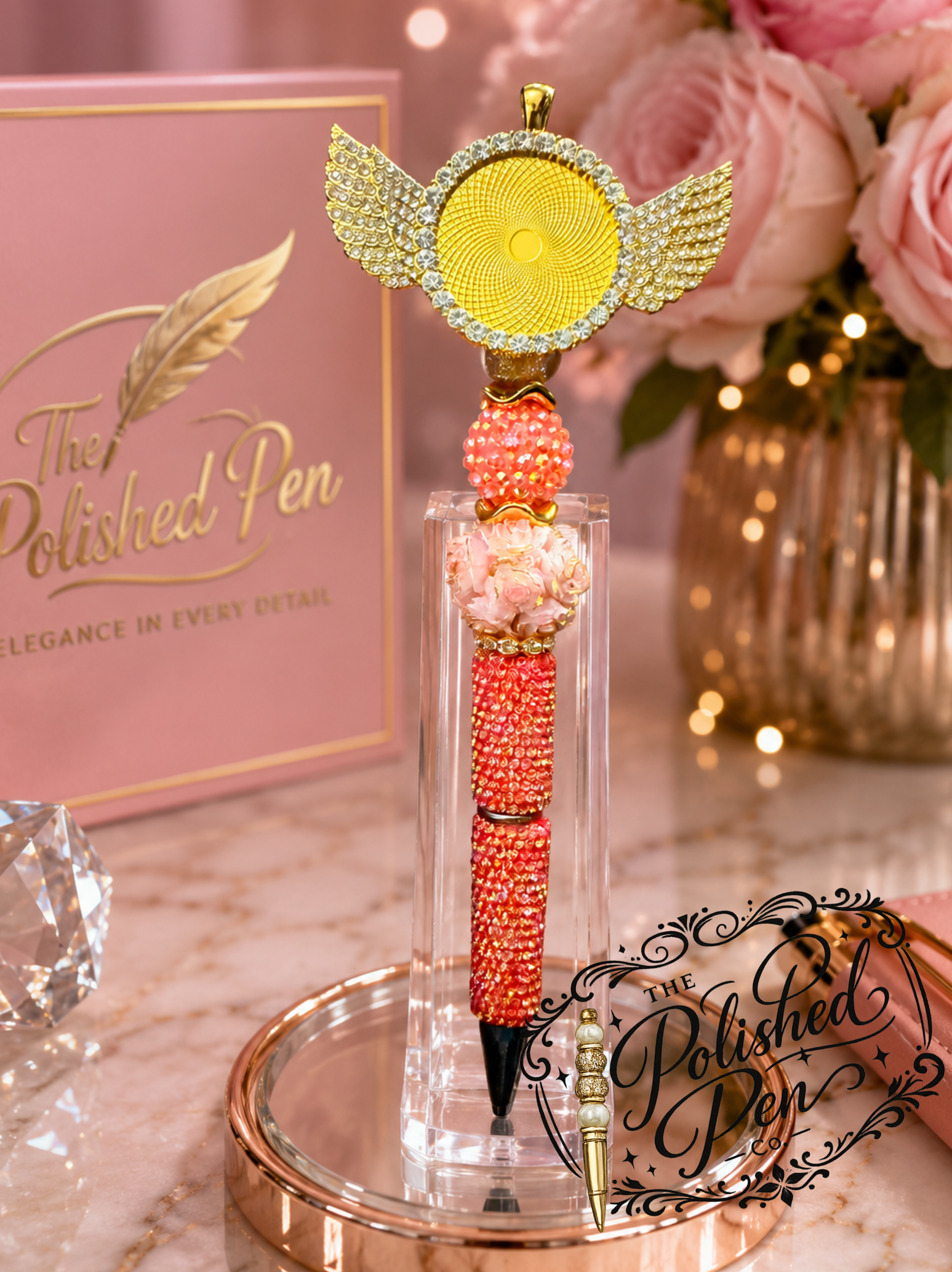 Rhinestone Angel Winged Photo Pen (Photo required)