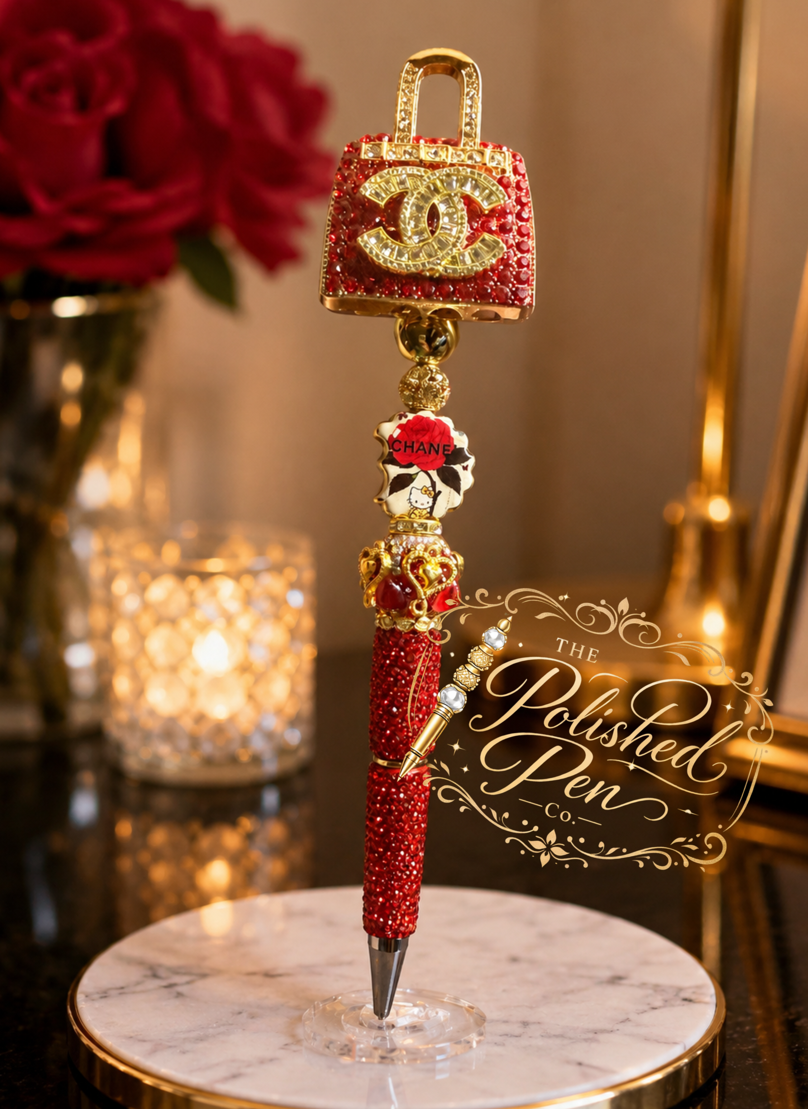 Luxury CC Inspired Bright Red Pen