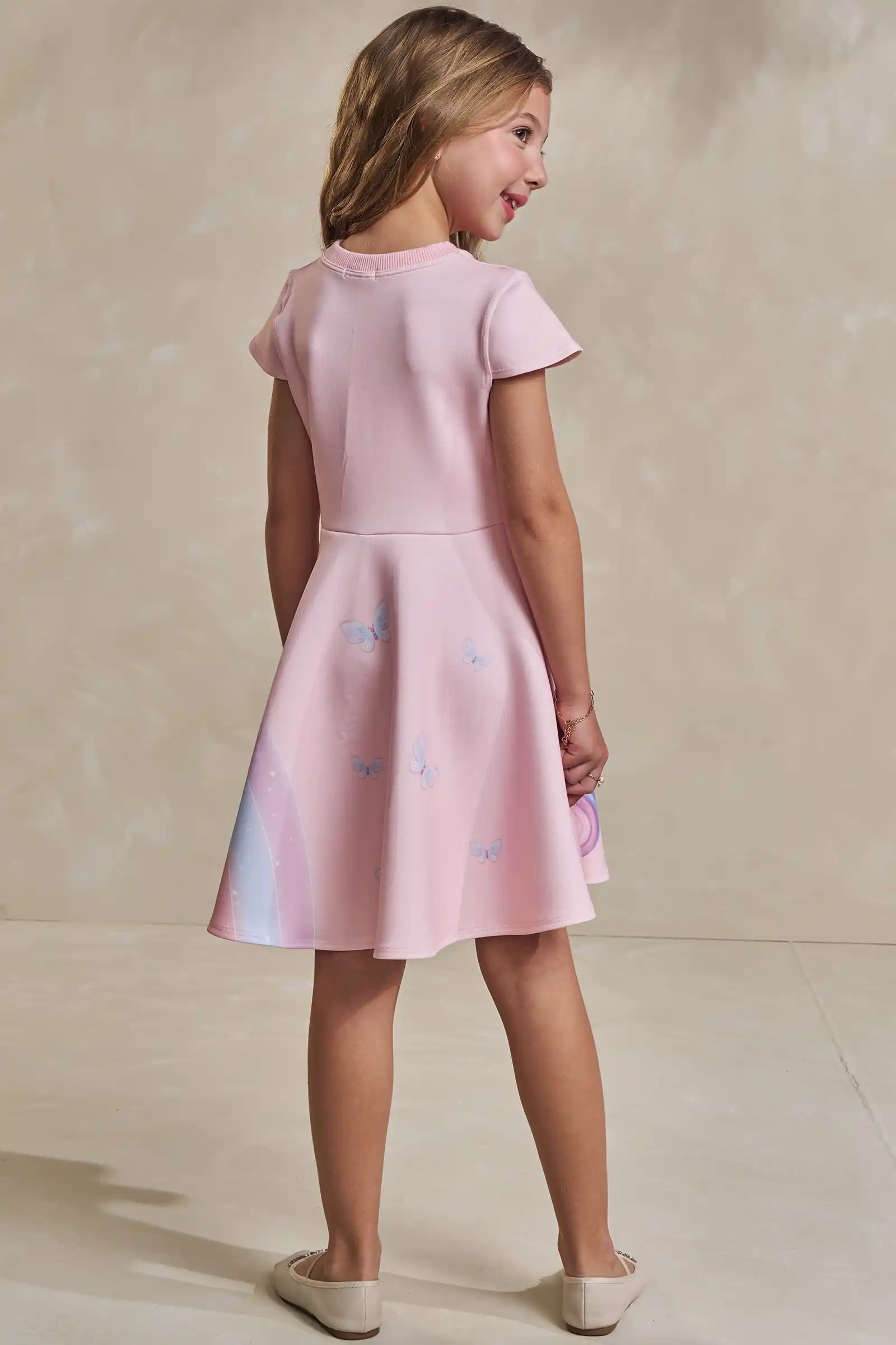 Vestido em Fly Tech Rosa Unicornio 