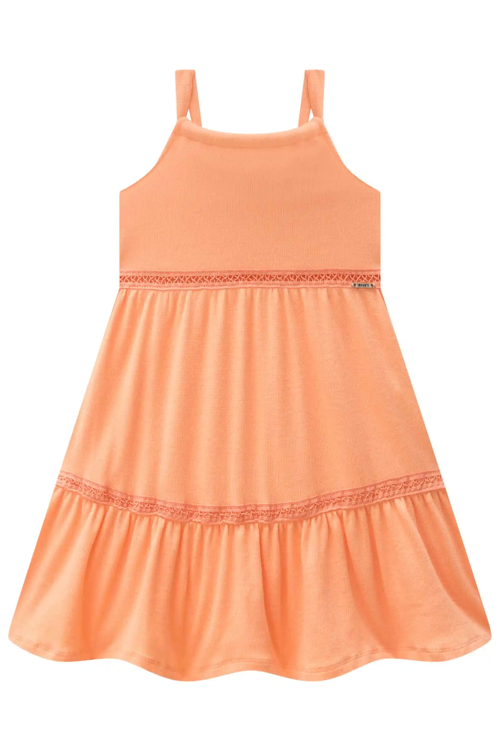 Vestido em malha texturizada laranja